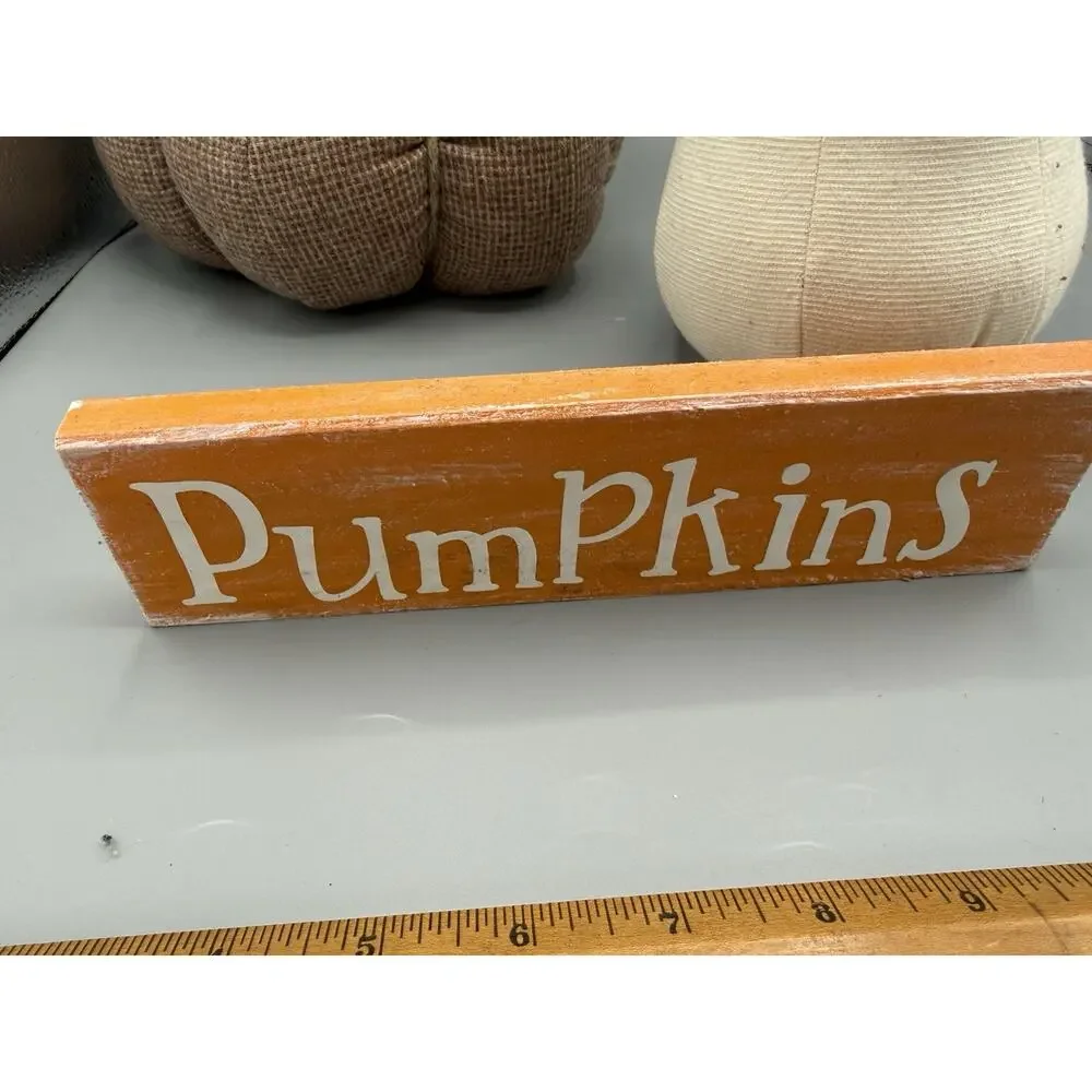 Farmhouse Fall Decor Lot Fabric Pumpkins Wood Pumpkins Sign Thanksgiving Set